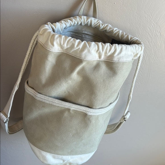 Sailor Ditty Unbranded Canvas Drawstring Bucket Backpack Beige & White. Nautical - Picture 3 of 9
